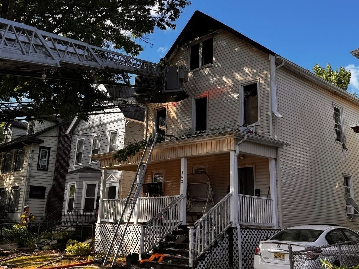 The three-story home where the fire occurred.