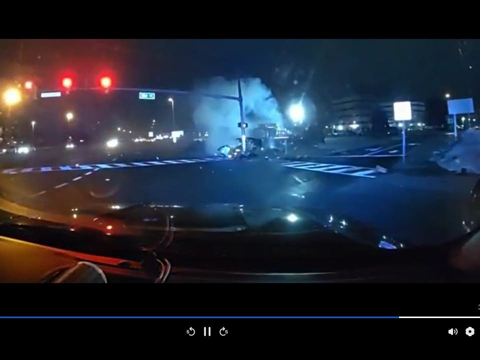 Seconds after Salman's car hit another on Rt. 1 at Gill Lane on Feb. 20, 2026.
