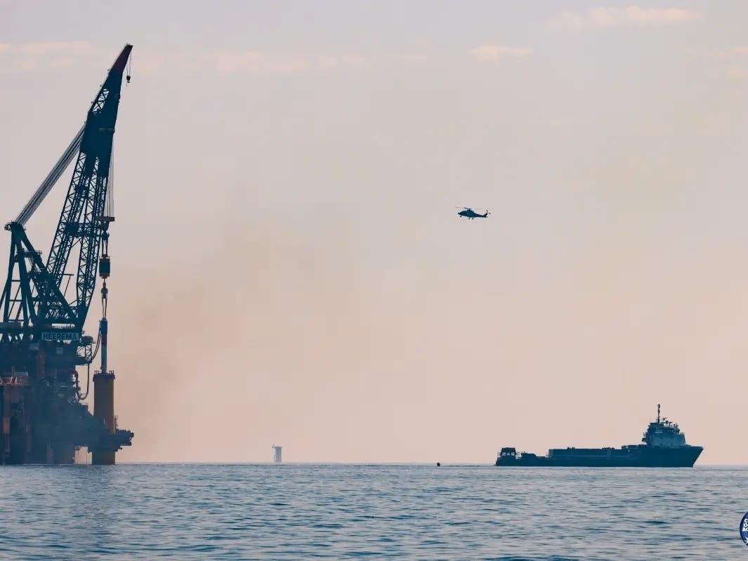 Clean Ocean Action, a Jersey Shore ocean advocacy group that is suing Empire Wind, took these photos July 30, 2025 of the Empire Wind site, 19 miles off Long Branch. Those are monopiles being driven into the ocean floor.