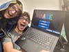 Ben Adams (dressed as a wizard) and his college roommate Alex Weiswasser created MAGE video game with two other young men.