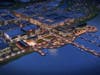 A rendering of Riverton at night.