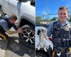 Atlantic Highlands Police Patrolman Davi Cunha with the kitten.