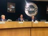 Secaucus town attorney Nick Strasser, center. Ward 2 Councilman James Clancy is at left.