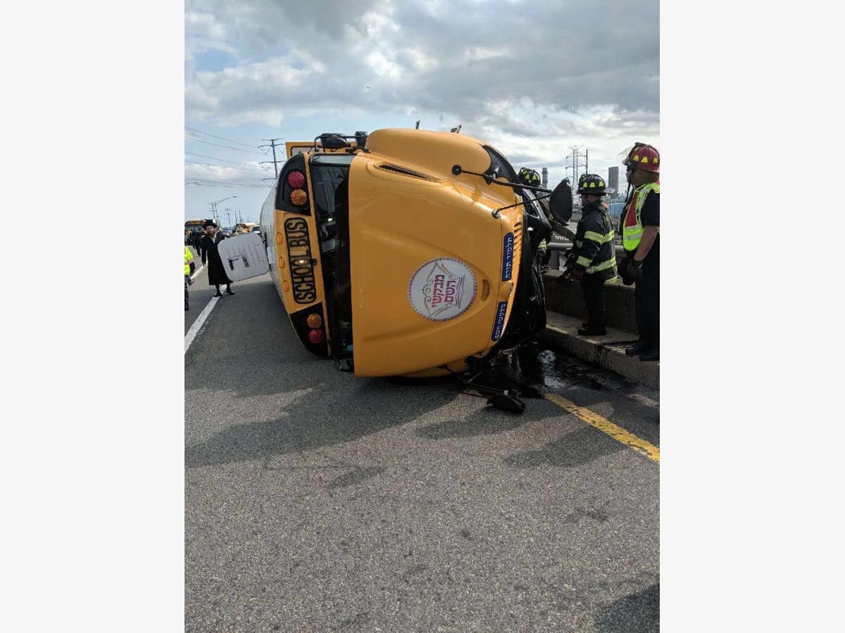 School Bus Overturns On NJ Turnpike: 4 Kids, 1 Adult Hospitalized ...