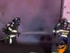 A video shows firefighters battling a tractor trailer fire on Route 22 in Bridgewater early Wednesday morning.