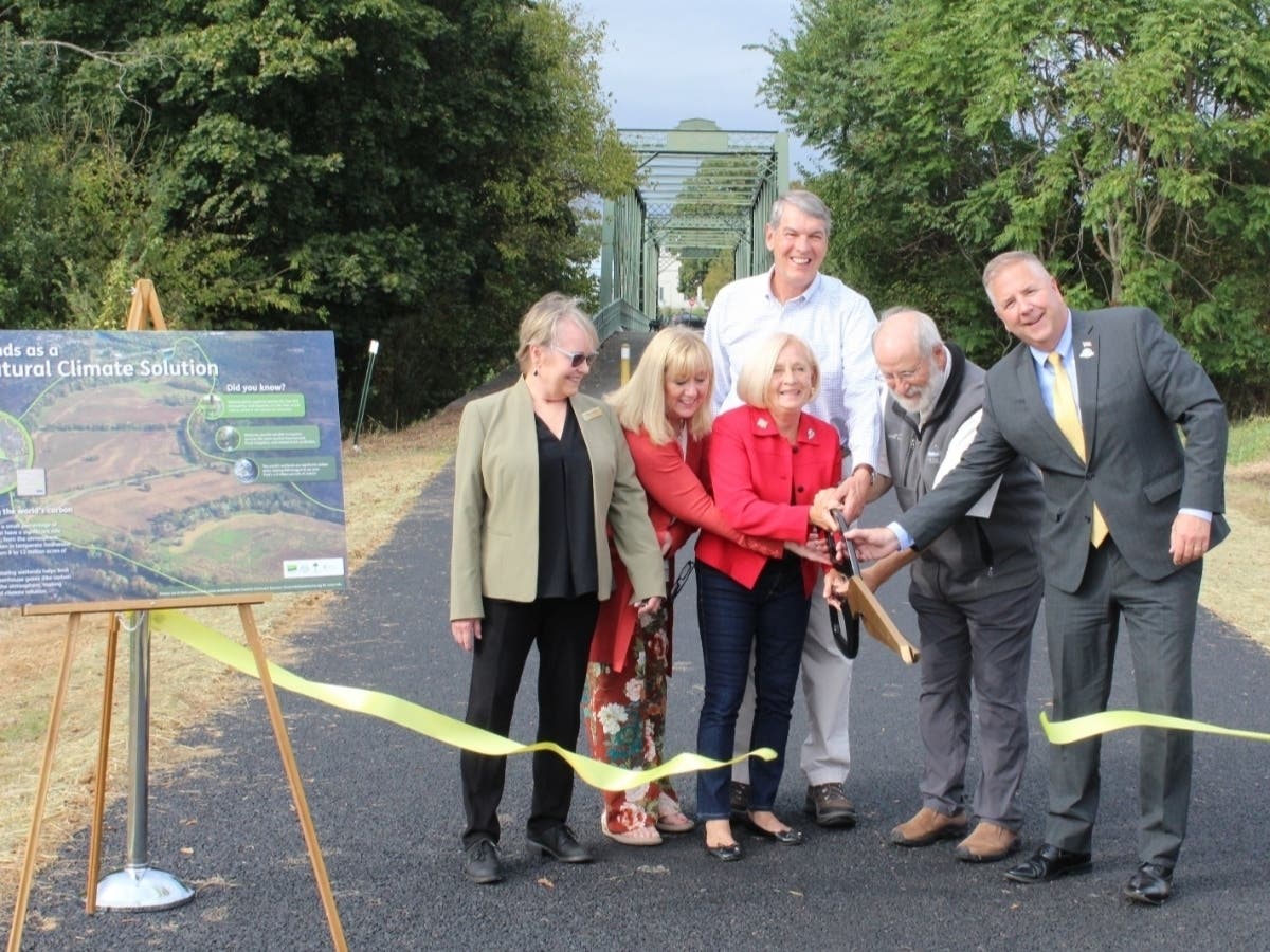 From left: Hillsborough Committeewoman Olivia Holmes; County Park Commission Deputy Director Cynthia Sullivan; Raritan Mayor Charles McMullin; Freeholder Deputy Director Patricia Walsh; Duke Farms Director Michael Catania; and Freeholder Brian Gallagher.