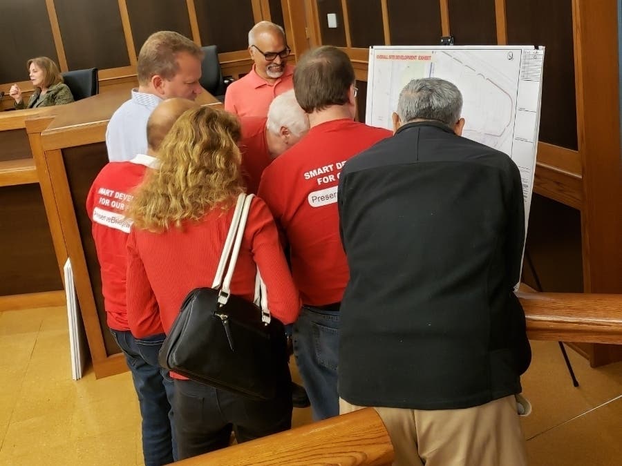 Bridgewater residents check out a rendering of plan for the Center of Excellence project proposed for Route 202/206.