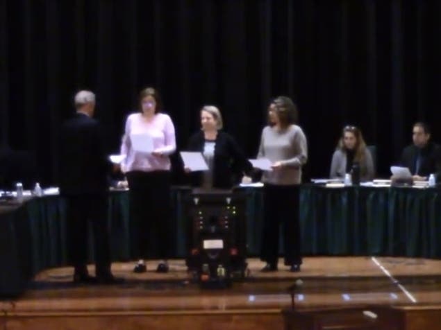 Karen Gray, Suzanne Schafer Skalski​, and Lauren Beckman​ were sworn into office during the reorganization meeting on Monday.