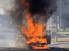 A car burst into flames in the Bradley Gardens section of Bridgewater on Wednesday morning.