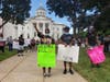 Protesters in front of the Somerset County Courthouse.