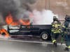 A pickup truck pulling a trailer full of monkeys caught on fire on I-287 in Bridgewater on Thursday.
