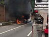 A pickup truck pulling a trailer full of monkeys caught on fire on I-287 in Bridgewater on Thursday.