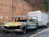 A pickup truck pulling a trailer full of monkeys caught on fire on I-287 in Bridgewater on Thursday.