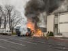 A garbage truck caught fire Monday morning behind the Dollar Tree in Raritan.