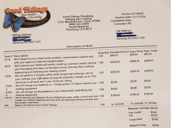 Garwood resident Peter Feldon, a stage 4 cancer fighter, received a true Christmas miracle when Good Tidings​ Plumbing Heating and Cooling​​ fixed his furnace for free.