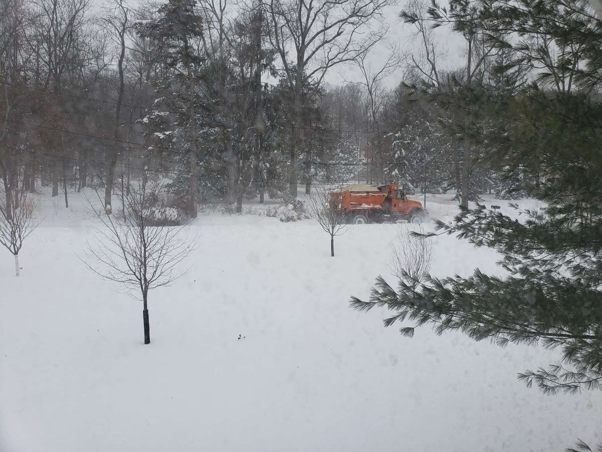 A Bridgewater DPW plow clearing roads in the Martinsville section of town.