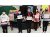 Pictured: Kyle Ling, Tyler Fu, Ethan Liu, Melody Chen, Amy Claxton, Mrs. Christine Cirrotti, and Mrs. Dannine Albanese.