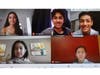 Pictured: Cadence Sintra, Arin Harkawat, Jay Dhiman, Selina Zhan, and Megan Li pose for their picture during their distance learning day.