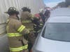 Bradley Gardens firefighters used the Jaws of Life to pry open a car and rescue a trapped driver on Wednesday morning.
