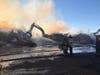 It took over seven hours for firefighters to extinguish a mulch fire in Hillsborough on Sunday due to high winds.