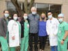Richard Smekal and his wife Rosemary with staff from RWJ University Hospital Somerset’s Cardiac Catheterization Laboratory and cardiologist Daniel Fung, MD, right, who performed an emergency angioplasty and inserted a stent in a blocked artery.