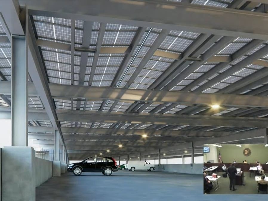 The proposed 2.3-acre solar canopy with 4,324 solar panels.