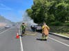 The Hyundai Sonata caught fire at 2:33 p.m. on I-78 east.