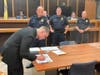 Johnathan Newnom​ was sworn in by Mayor Matthew Moench and Chief Paul Payne on Monday night during the township council meeting.
