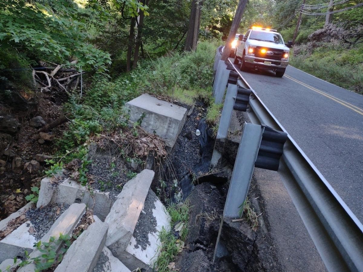 A retaining wall on Vosseller Avenue has collapsed as a result of floodwaters from Hurricane Ida.