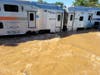 A disabled NJ Transit Raritan Valley Line train stuck in the floodwaters.