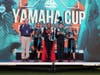 From left: USBands Official Presenter, Color Guard Co-Captain Sarah Renz, Drum Major Samhita Tatavarty, Drum Major Andrew Baumann, Color Guard Co-Captain Leah Goldblatt.
