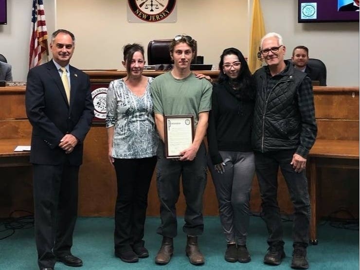 Pictured from left: Mayor Shawn Lipani, Denise Arriaga, Devin Arriaga, Jessi Andruzzi and Joseph Andruzzi.