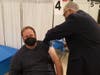 Somerset County Spokesman Nathan Rudy receiving his Moderna booster shot.