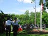 Two members of Bradley Gardens Rescue Squad salute after placing a wreath honoring the men and women of the armed forces that made the ultimate sacrifice.