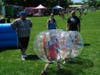 One of the attractions at the festival was these inflatable plastic bubbles called Knockerballs that allowed players to run and bump one another.