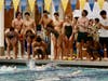 Cheering on teammates in the boys 400 Free relay 