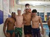 The winning boys 400 Free relay team (from left) Darshan Hariharan, Wyatt Lake, Anurag Bhat, Adam Ibrahim.