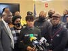 Z'Kye Husain speaking in Bridgewater in March 2022 alongside his family and Attorney Ben Crump, who is representing Husain's family.