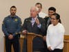 Somerset County Prosecutor John P. McDonald introduces Steffany Marroquin, the first Somerset County Police Scholarship recipient to enter the police academy. Upon completing her academy training, Marroquin will join the North Plainfield Police Dept.