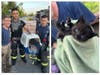 Finderne Volunteer Firefighters with the rescued kitten.