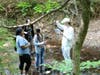 On May 15, Westfield High School environmental science students
enjoyed a walking field trip to Tamaques Park, where they worked at various stations along
Robinson Creek to examine the health of the stream.