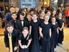 Members of the Franklin Elementary School chorus performed at Carnegie Hall with the New England Symphonic Ensemble and several other choirs from the tri-state area on May 26.  Pictured here with Franklin vocal music director R. Brent Geyer (upper left).
