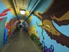 Images from “Vida De el Sol y La Luna” (“Life of the Sun and the Moon”), a mural at the Bound Brook New Jersey Transit station tunnel, created by Raritan Valley Community College art students.
