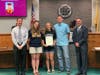 Pictured: Superintendent Michael Volpe, Lauren Barker and her family, and Mayor Shawn Lipani