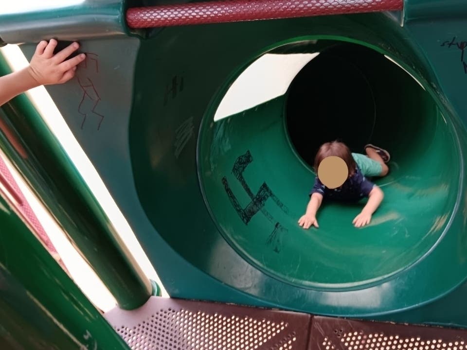 Graffiti found scrawled on a Warren Township playground.