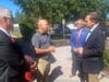 Congressman Tom Kean along with Hillsborough Mayor Shawn Lipani and Committeeman Jim Ruh speaking with business owners impacted by the halted Route 206 widening project.