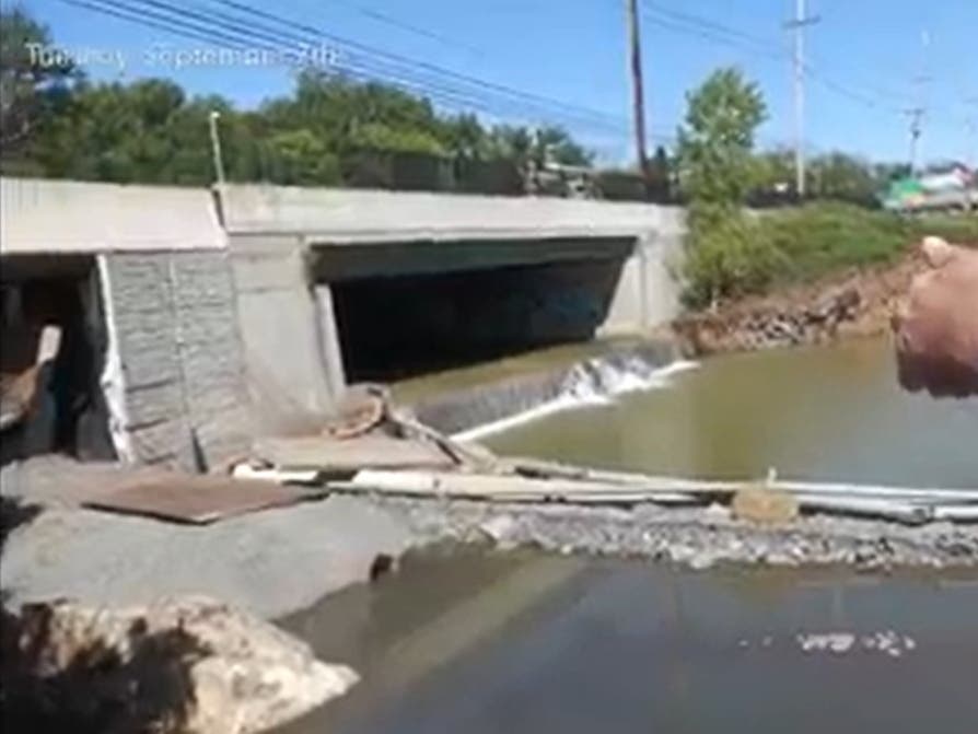 Township Administrator Michael Pappas in September 2021 showed the damage from floodwaters from Superstorm Ida in Bridgewater to the sanitary sewer line.