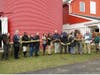Somerset County Commissioners and Park Commissioners cutting the ribbon on the reopened Stable at Lord Stirling Park in February 2023.