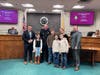 Pictured: Mayor Robert Britting, Jr., Sergeant Christopher Giraldi and his family, and Chief Mike McMahon.