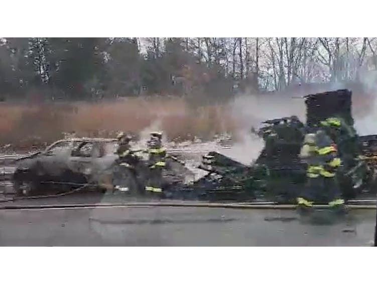 The fire happened on I-287 south at milepost 18.8 in Bridgewater Township.